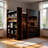 Full Size Wooden Gaming Loft Bed with Desk, LED Light, Charging Station and Storage Shelves, Modern Black Bunk Bed for Teens and Adults, Space-Saving Design