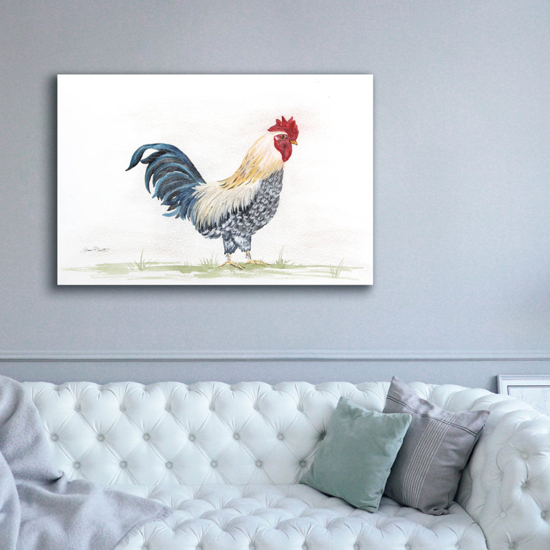 Toile épique «Coq à l'aquarelle» par Jean Plout Graffiti épique, 60 po x 40 po