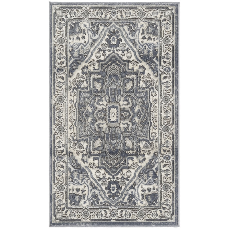 Graelyn Navy Ivory Vintage Indoor Rug, Rectangle 2'2" x 3'9"