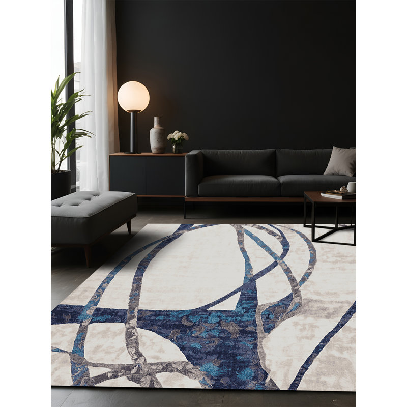 Tapis gris soyeux et moelleux, Carré 8 pi