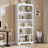 Farmhouse Bookcase with Adjustable Shelves, Floor Standing Open Display Storage Rack, Anti-Slip Design-522821374-522821372