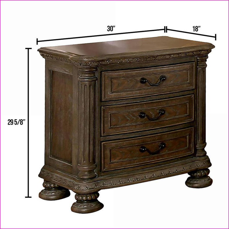 Table de chevet 3 tiroirs Rustic Traditional
