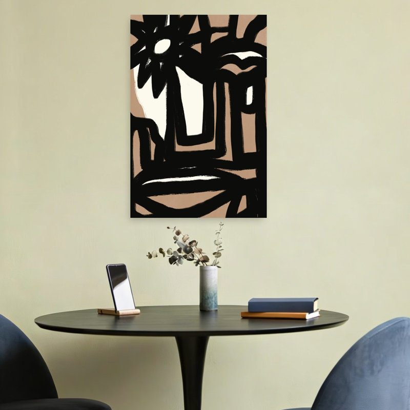 Affiche murale expressionniste contemporaine abstraite aux formes fluides et audacieuses, H 24 po x l 16 po