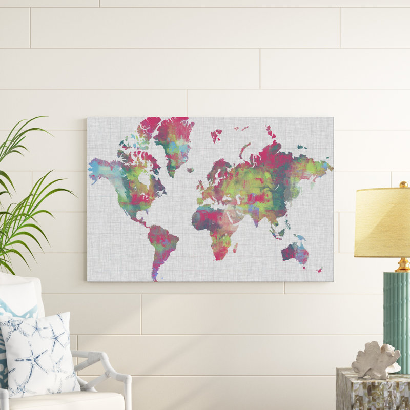 Impasto carte du monde, H 32 po x l 48 po x P 1,25 po