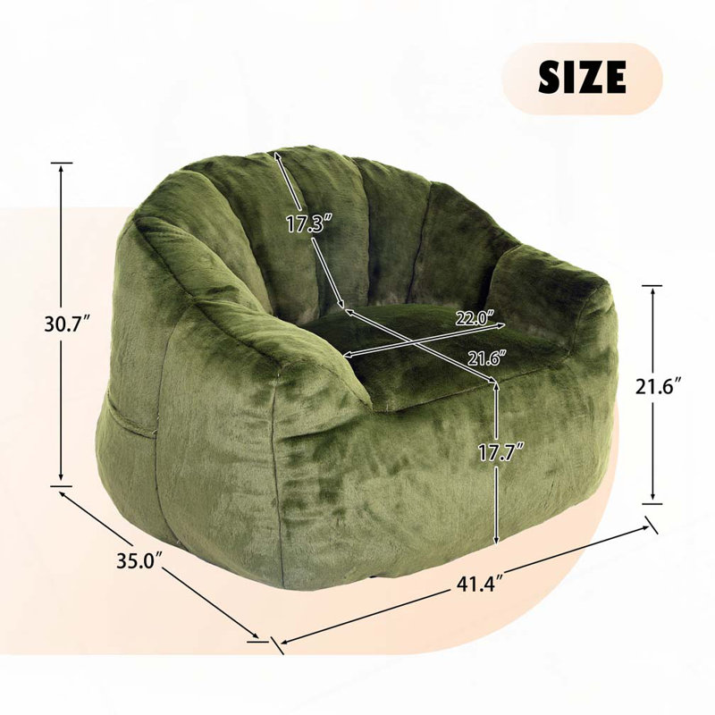 Fauteuil à billes, Imitation fourrure verte