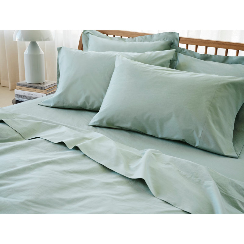 Taie d'oreiller raffinée en percale biologique, Taie d'oreiller très grande, Seafoam