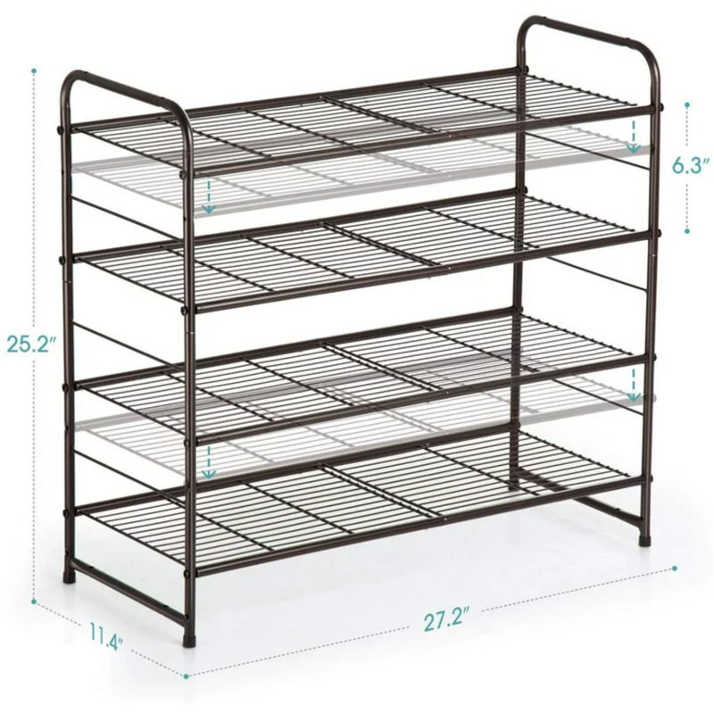 12 Pair Stackable Shoe Rack, Bronze
