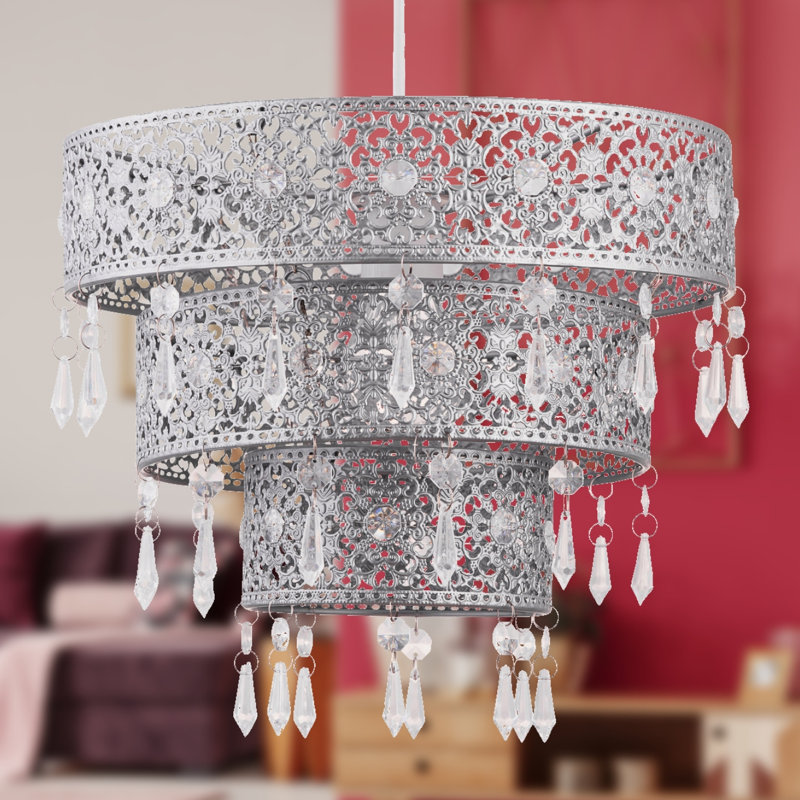 26cm H Metal Novelty Pendant Shade ( Uno ), Silver