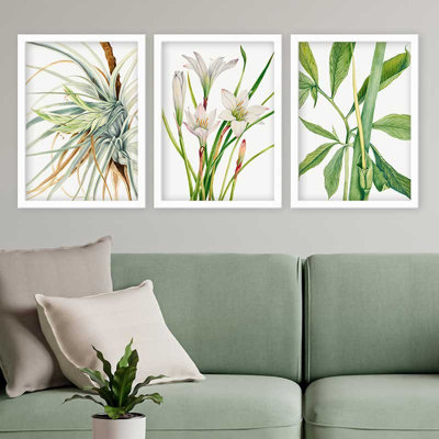 Superbe ensemble de peintures décoratives encadrées (3 pièces) de 21,7 po x 29,5 po chacune | Cadre 100% bois avec polystyrène de 0,8 pouce | Impression numérique UV | Parfait pour la décoration murale de salon, de bureau et de galerie