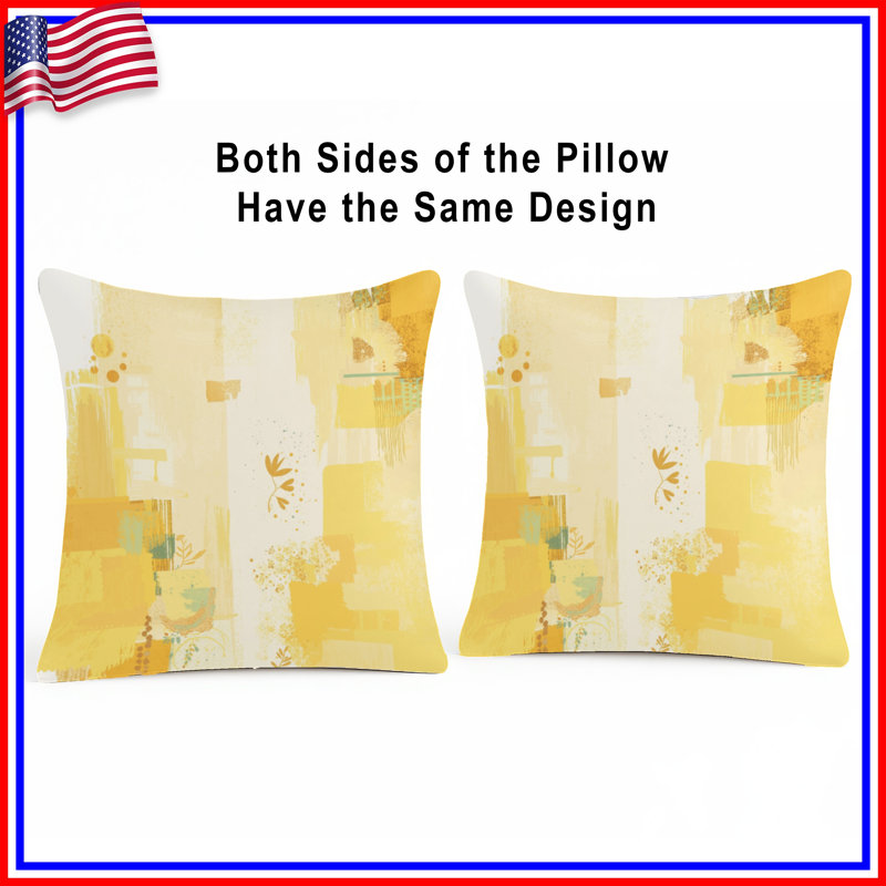 Abstract Yellow Brushstrokes Double Sided Throw Pillows, 20 x 20 inches