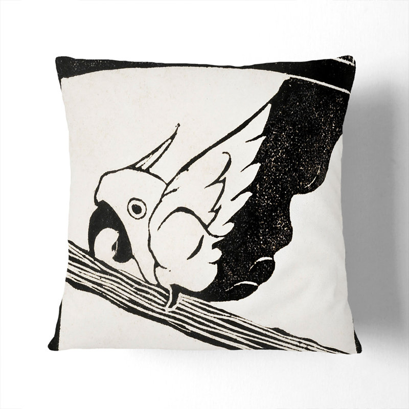Screaming Cockatoo Scatter Cushion, Black, 40cm H x 40cm W x 15cm D