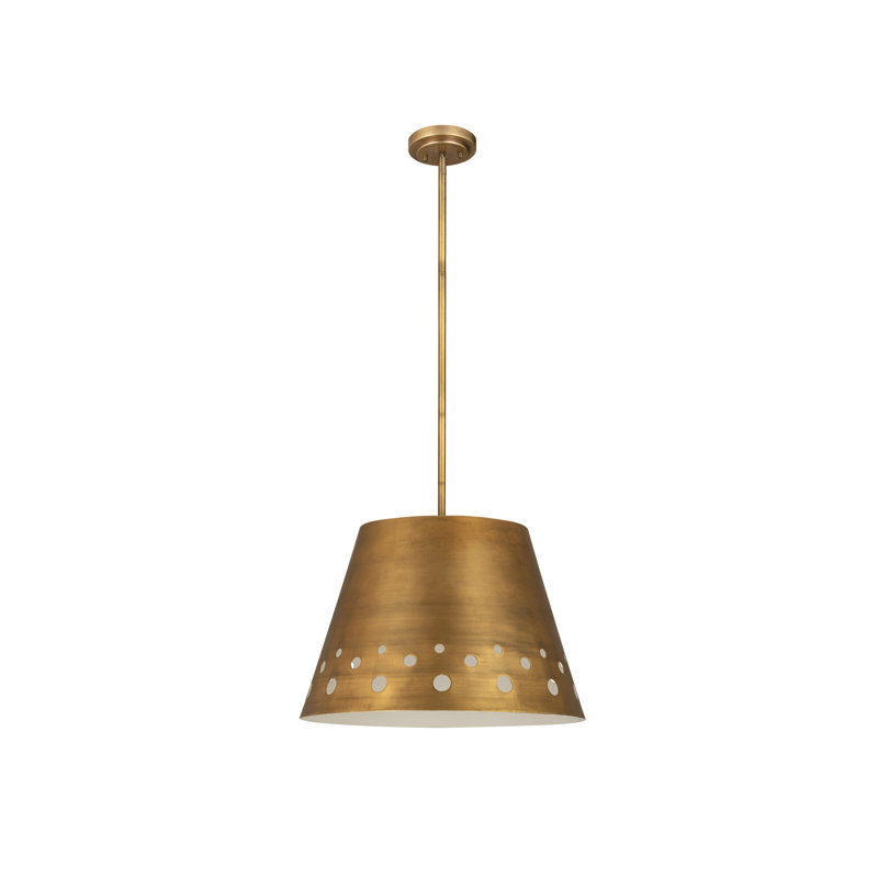 Luminaire suspendu conique 1 lumière, Laiton frotté, H 13,5 po x l 18 po x P 18 po