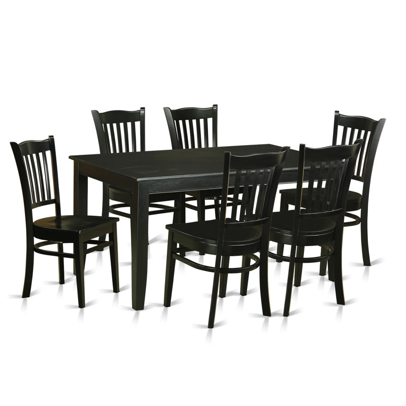 7 Piece Kitchen Table Set Consist of a Rectangle Dining Table and 6 Dining Room Chairs, Black, 7 Pieces: 1 Table, 6 Chairs