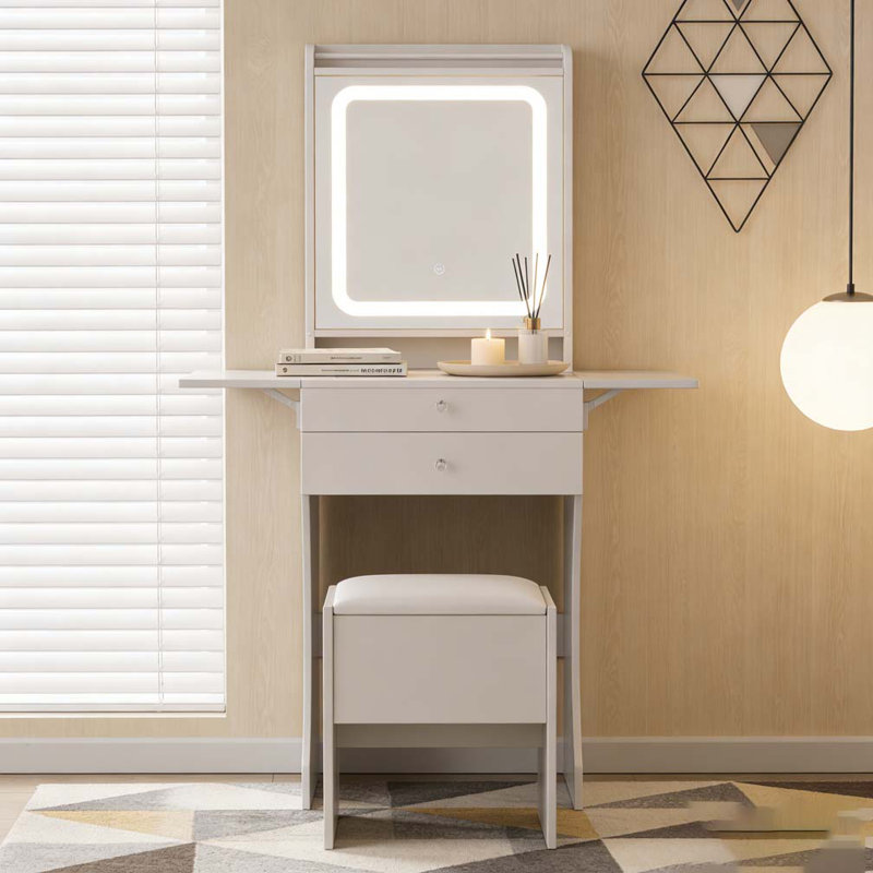 Small Space Makeup Vanity with Stool