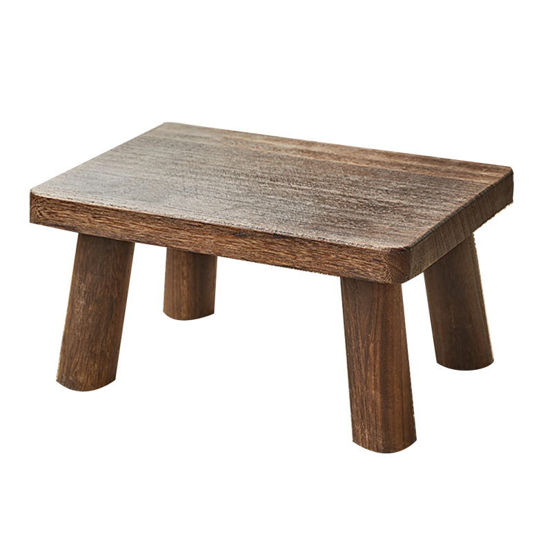 Wooden Small Footrest Stool Change Shoes Foot Rest Footstool for Living Room