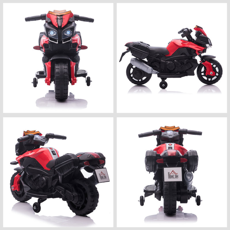 6-Volt Red Electric Kids Motorcycle with Training Wheels