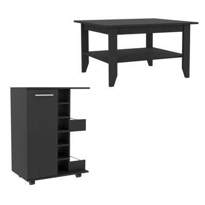 Ensemble de deux tables basses en bois noir