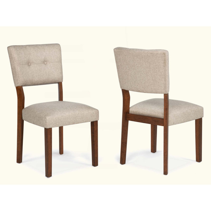 2 pièces Mid-Century brun bois chaud courbé boutons capitonnés à dossier capitonné rembourré siège de salle à manger en bois massif