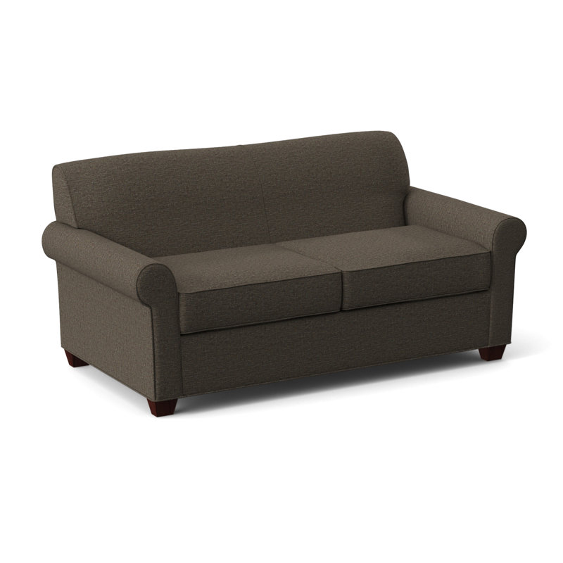 Finn Rolled Arm Sofa with Reversible Cushions, Empire Mahogany, Elliot Caribou, 34" H x 75" W x 36" D