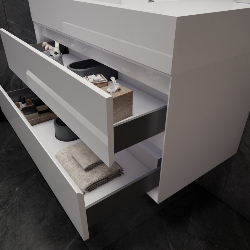 Albizu 42" Wall-Mounted Single Bathroom Vanity, White