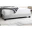 Lit grand format avec revêtement en laine gris, capitonnage enveloppant et tête de lit à DEL intégrée en tissu moderne-437191451