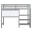 Lit mezzanine simple en bois avec tablettes, bureau et tableau d'écriture - Gris
