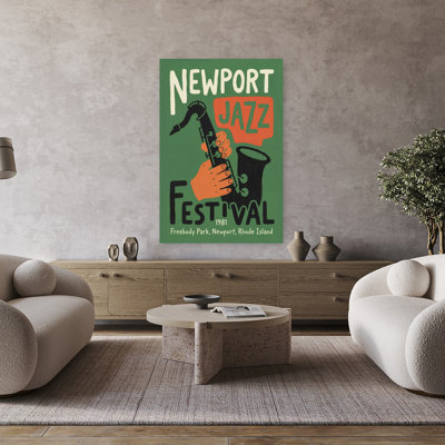 Newport Jazz Festival Saxophone Classic Retro Vintage Wall Art