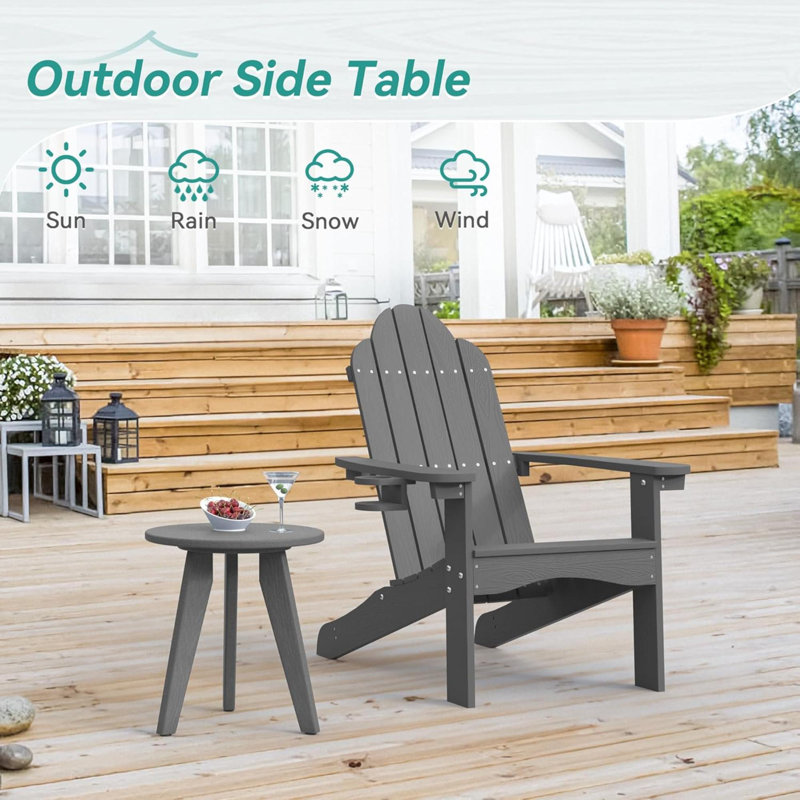 Outdoor Side Table, HDPE Outdoor Table, Small Round Side Table Weather-Resistant, Outdoor Side Tables For Patio, Porch, Deck, End Table For Plant Stand, Living Room, Bedroom,