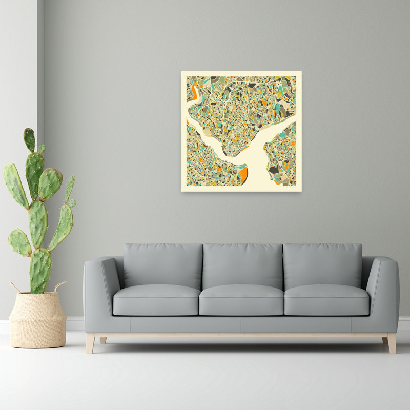 «Geometric Istanbul Map», impression d'art géométrique coloré abstrait, 48" H x 48" W