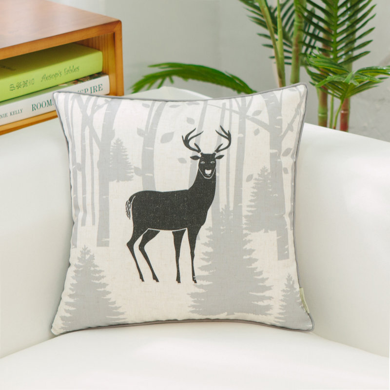 Housse de coussin en bois FOREST TRAIL, Noir, Sans insert - housse seulement