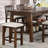 Set Of 2Pcs Counter Height Stools Dining Room Furniture Rustic Oak / Beige Fabric Cushion W/ Welt Slat Back Kitchen Breakfast