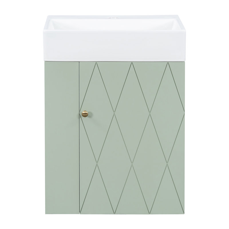Meuble-lavabo 20 po avec lavabo en céramique, Vert
