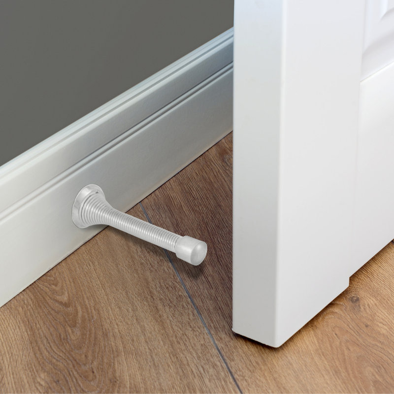 Spring Door Steel Baseboard Stop, White, 10