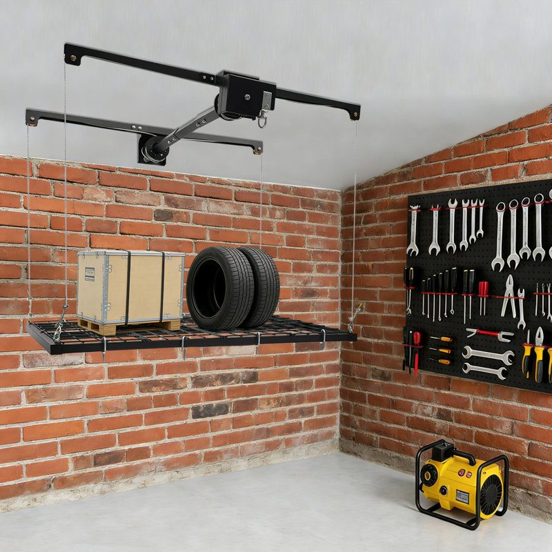 Overhead Garage Lifting Storage Rack, Garage Storage Rack, Adjustable Height Garage Storage Rack