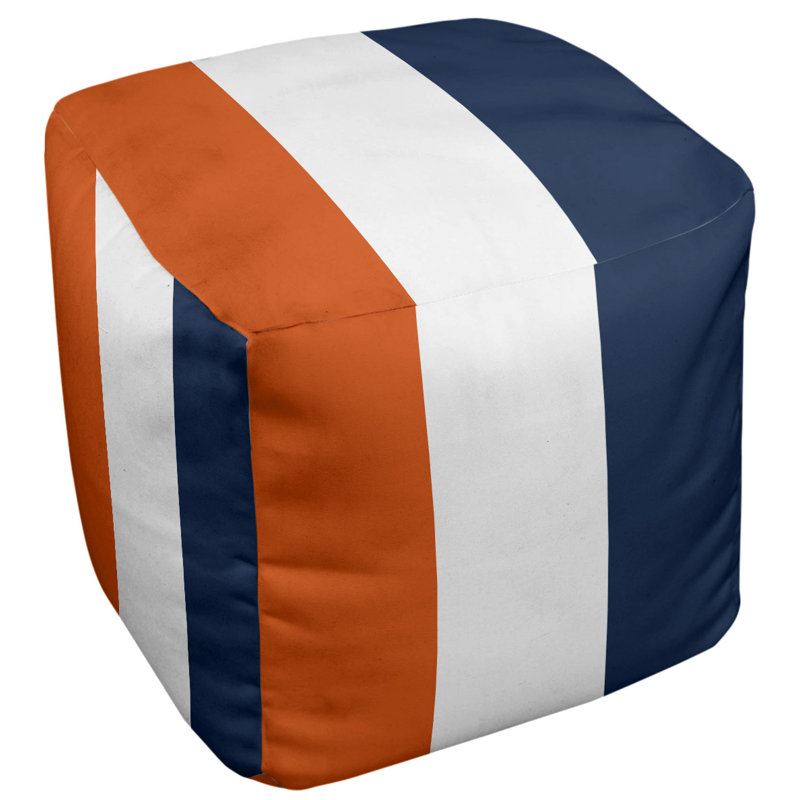 Repose-pieds à cubes à rayures syracuse, Orange/White/Navy