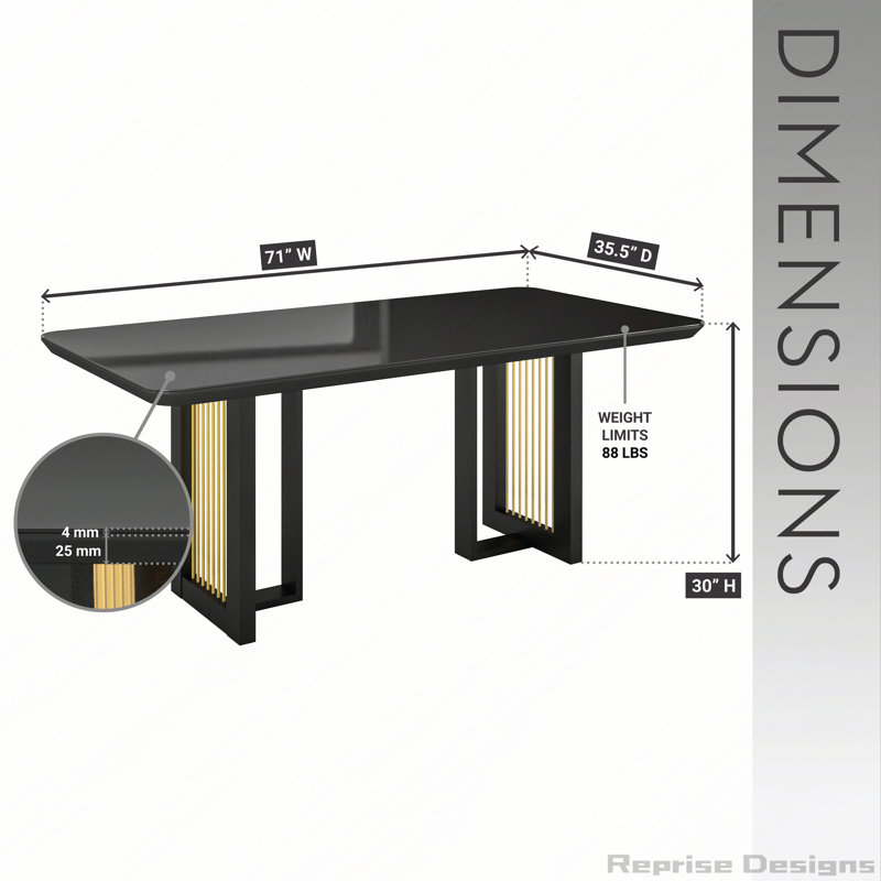 Table de salle à manger 6 places avec détails dorés