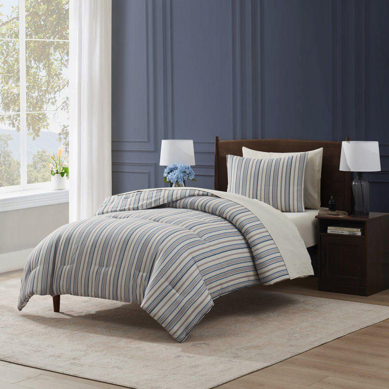 Ensemble d'édredon à lit rayé 5 pièces avec draps et taie d'oreiller Nestl, Twin Comforter + 4 Additional Pieces