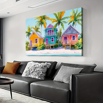 Caraibes tropicales des Caraïbes, grande reproduction d'art sur toile tendue pour salon et chambre à coucher