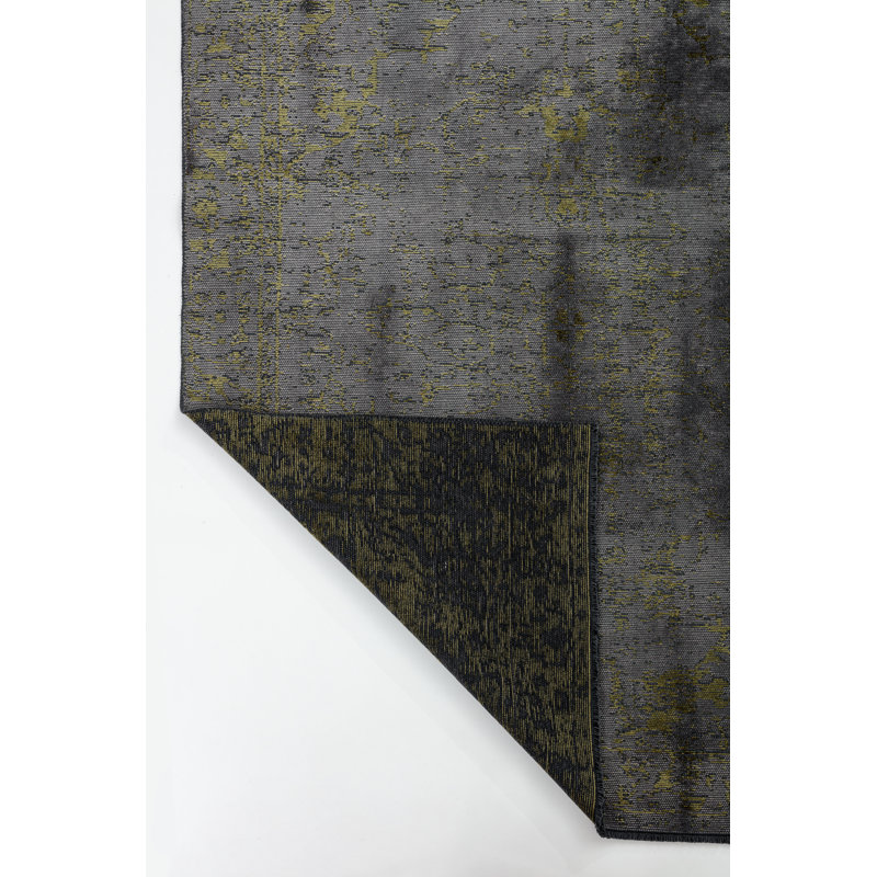 Rapture Dark Gray/Yellow Oriental Luxury Area Rug, Rectangle 7'10" x 11'2"