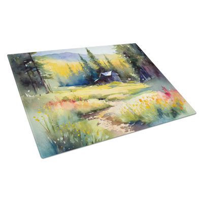 Grande planche à découper en verre aquarelle Montana Bitterroot