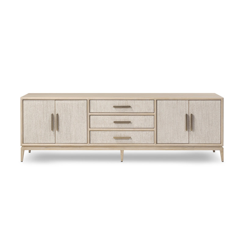 ROSENELL Solid Wood Media Console, Natural