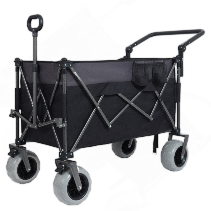 Chariot pliant multifonctionnel avec poignée pivotante et pneus de plage de 9 po x 4 po pour le camping et la plage - 300 L très robuste, grande capacité pour le transport, l'épicerie et l'extérieur