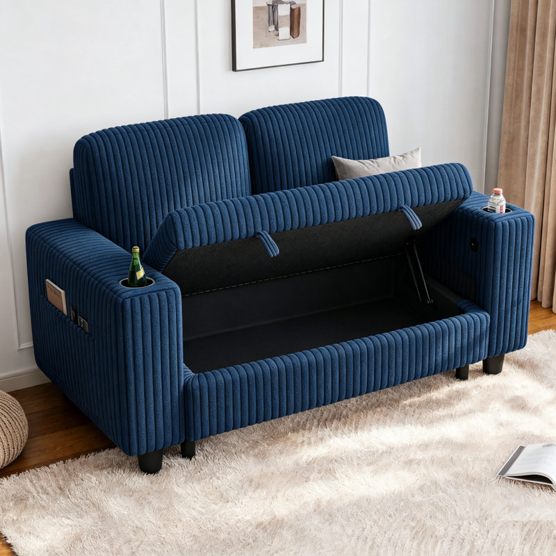 Causeuse avec rangement 56 po Sherry, Gris Milo