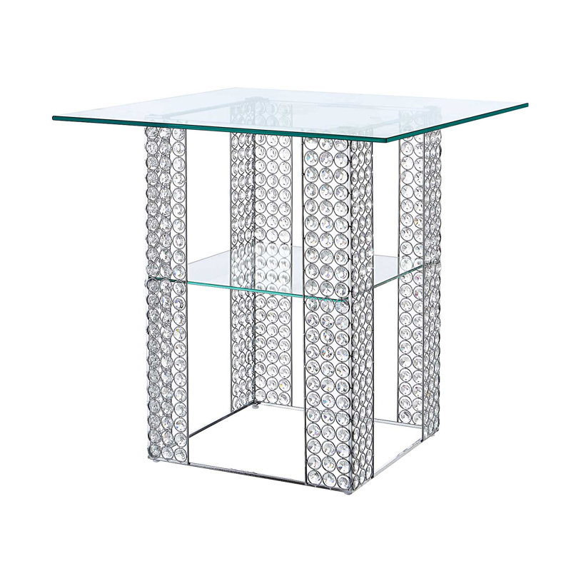 Table de bout carrée en cristal