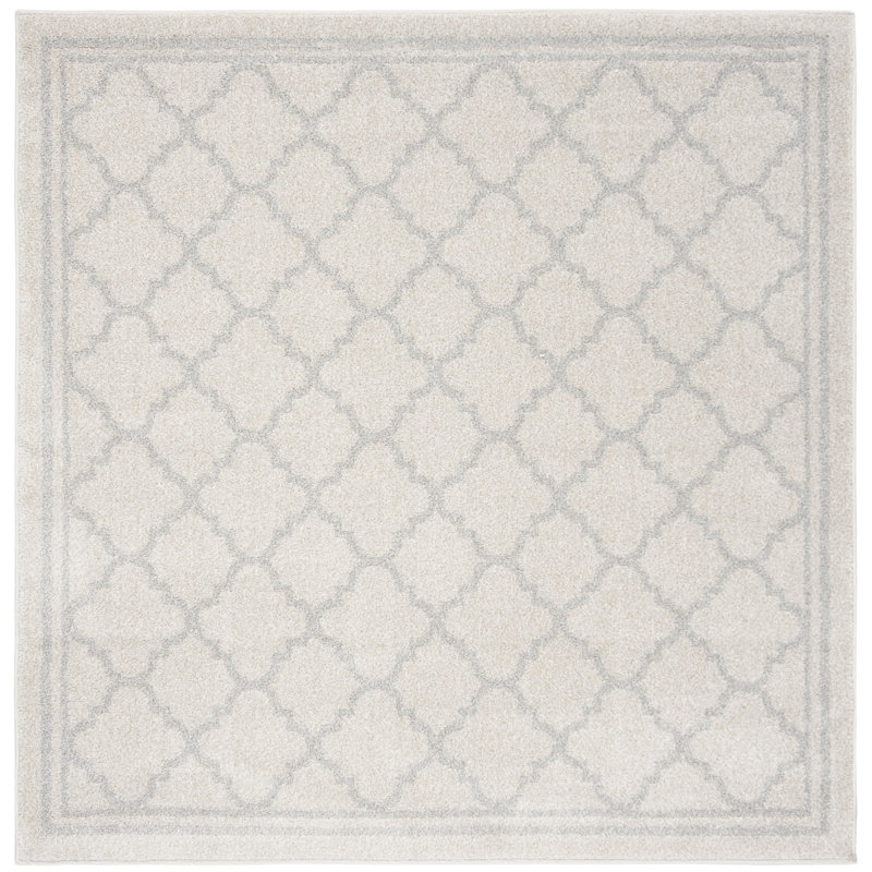 Tapis géométrique Ammundsen, Carré 3 pi, Beige / gris clair