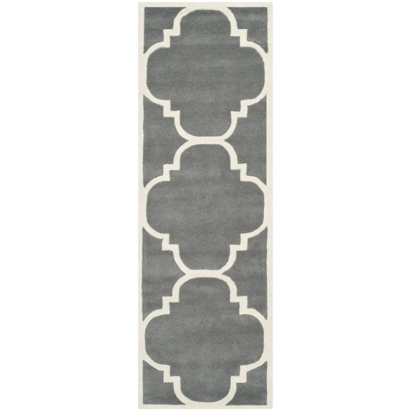 Tapis en laine touffeté à la main Carolene, Tapis de couloir 2 pi 3 po x 9 pi