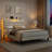 Bed Frame With Charging Station, Led Lights, Upholstered Headboard-1099011860-1099011863