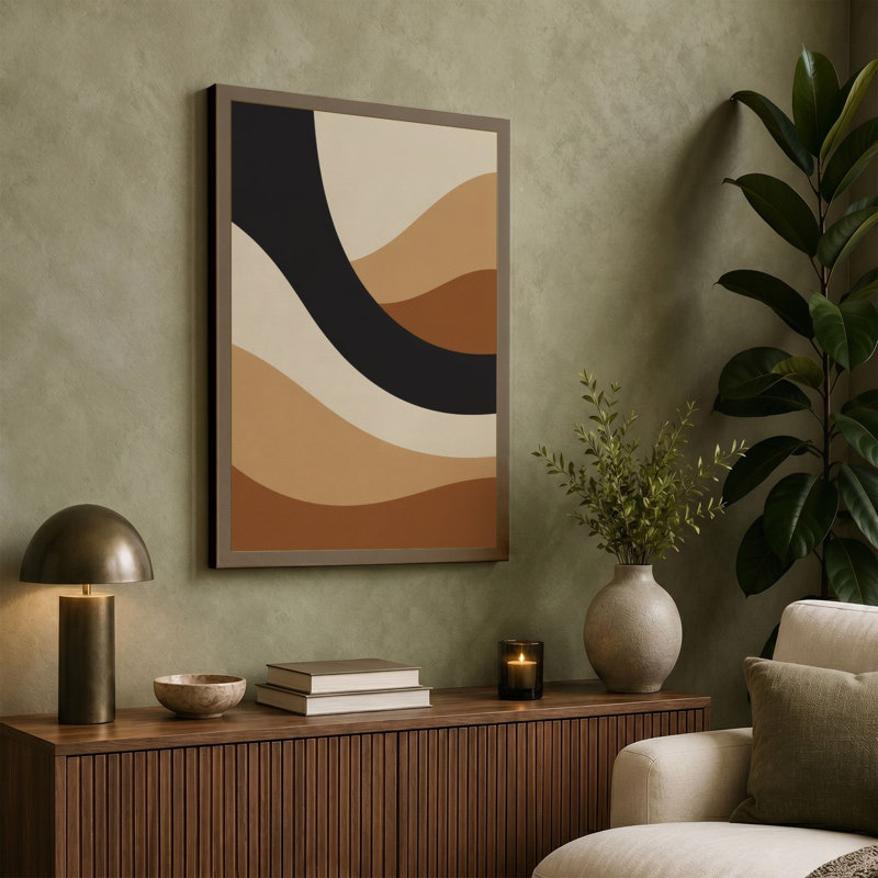 Flowing Forms Mid-Century - Wrapped Canvas, 18x12 - 45.7 x 30.5 cm, Black Border
