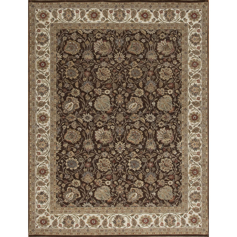 Cote D’Azure Hand Knotted Wool Area Rug in Cocoa/Ivory, Rectangle 10' x 14'