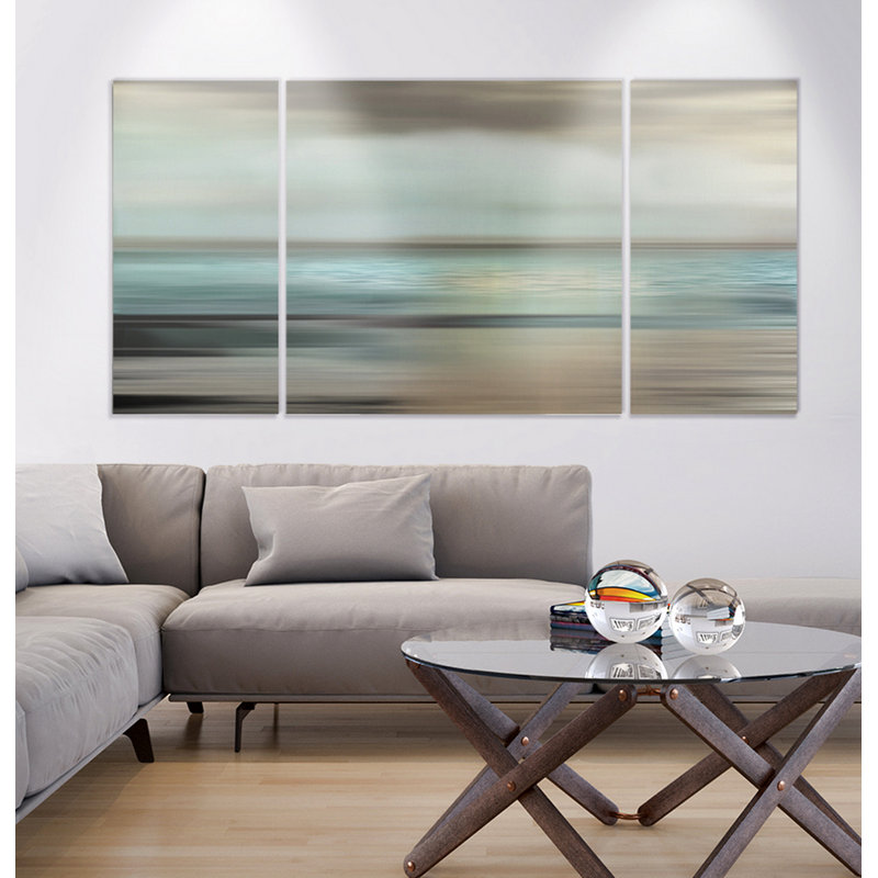 " Shimmering Sea " 3 - Pieces, 32" H x 64" W x 1.5" D